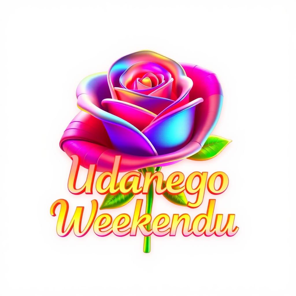 Rainbow Rose Logo in 3D Art Nouveau Style