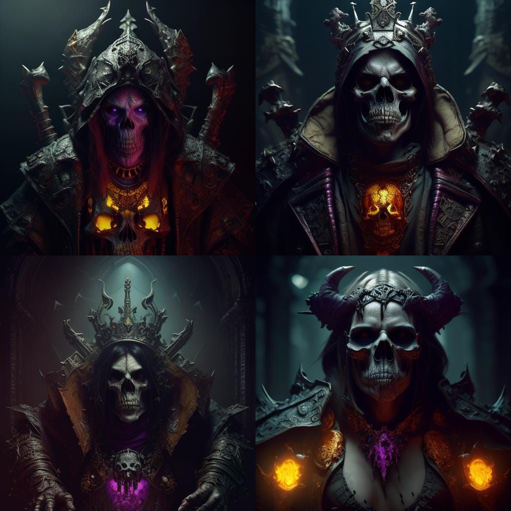 Intricate King Skull in Dark Fantasy Style