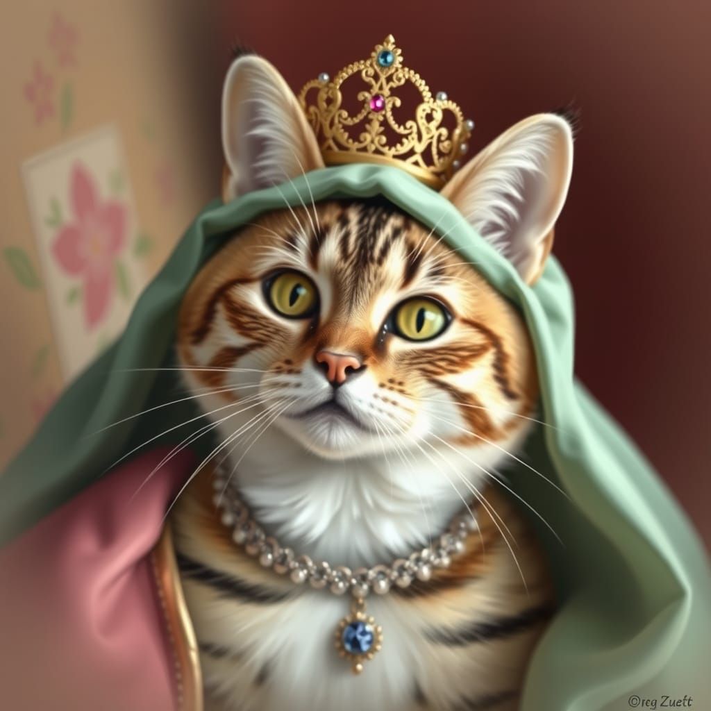 Feline Royal Companion in a Regal Setting