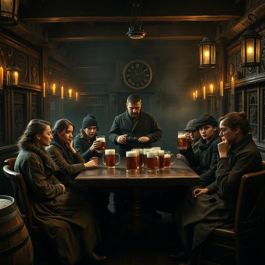 19th Century Beer Hall Gathering, Moody and Dramatic