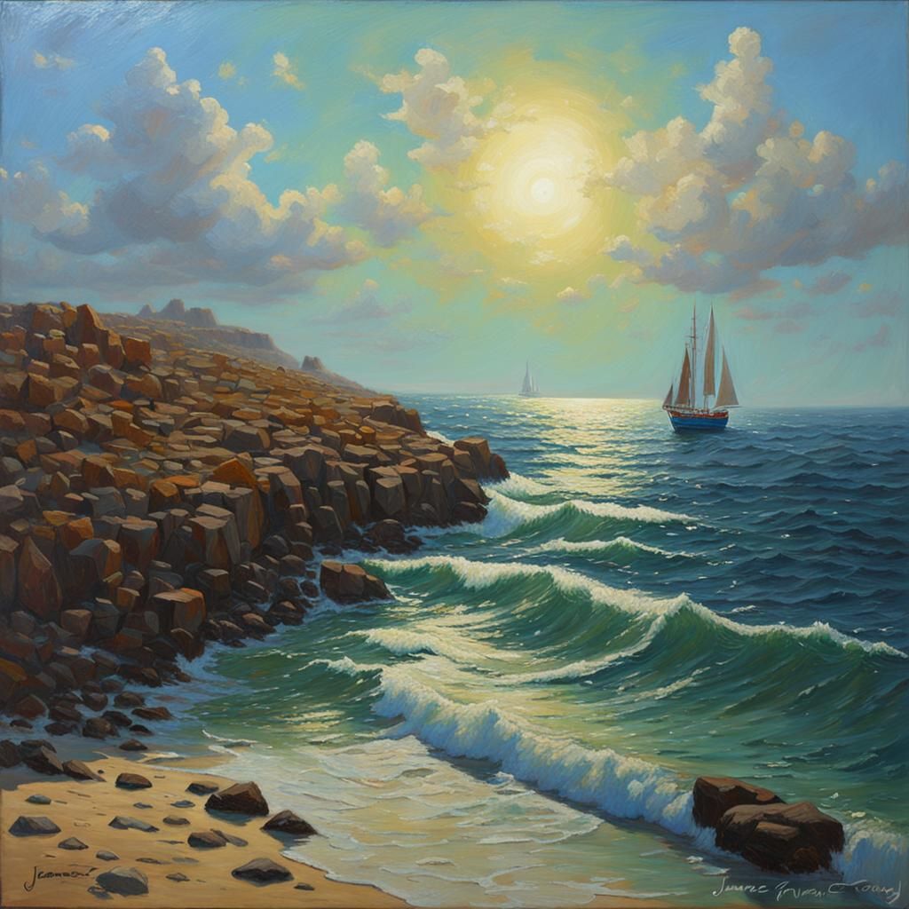 Bioluminescent Sea: Realistic Reefs and Sailboats