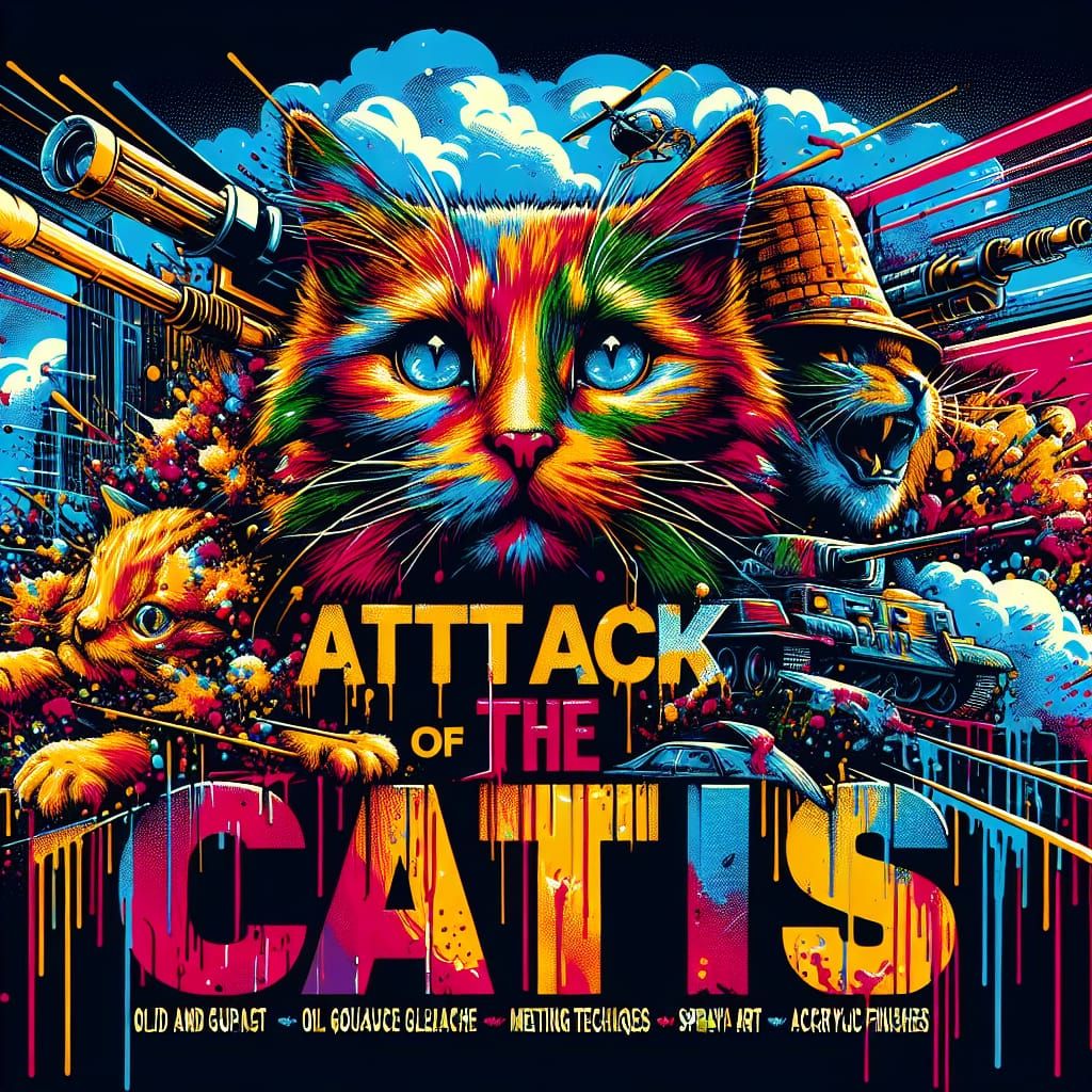 Vintage Movie Poster: Attack of the Cats in CMYK