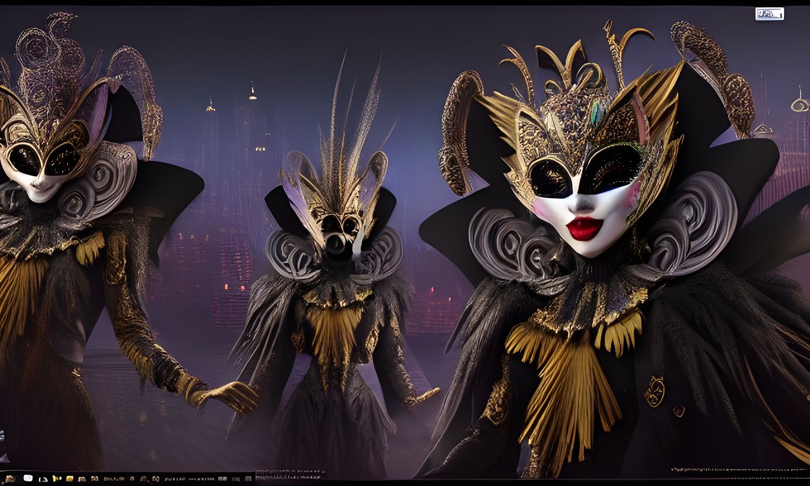Elaborate Black Vinyl Masquerade in Photorealistic Style