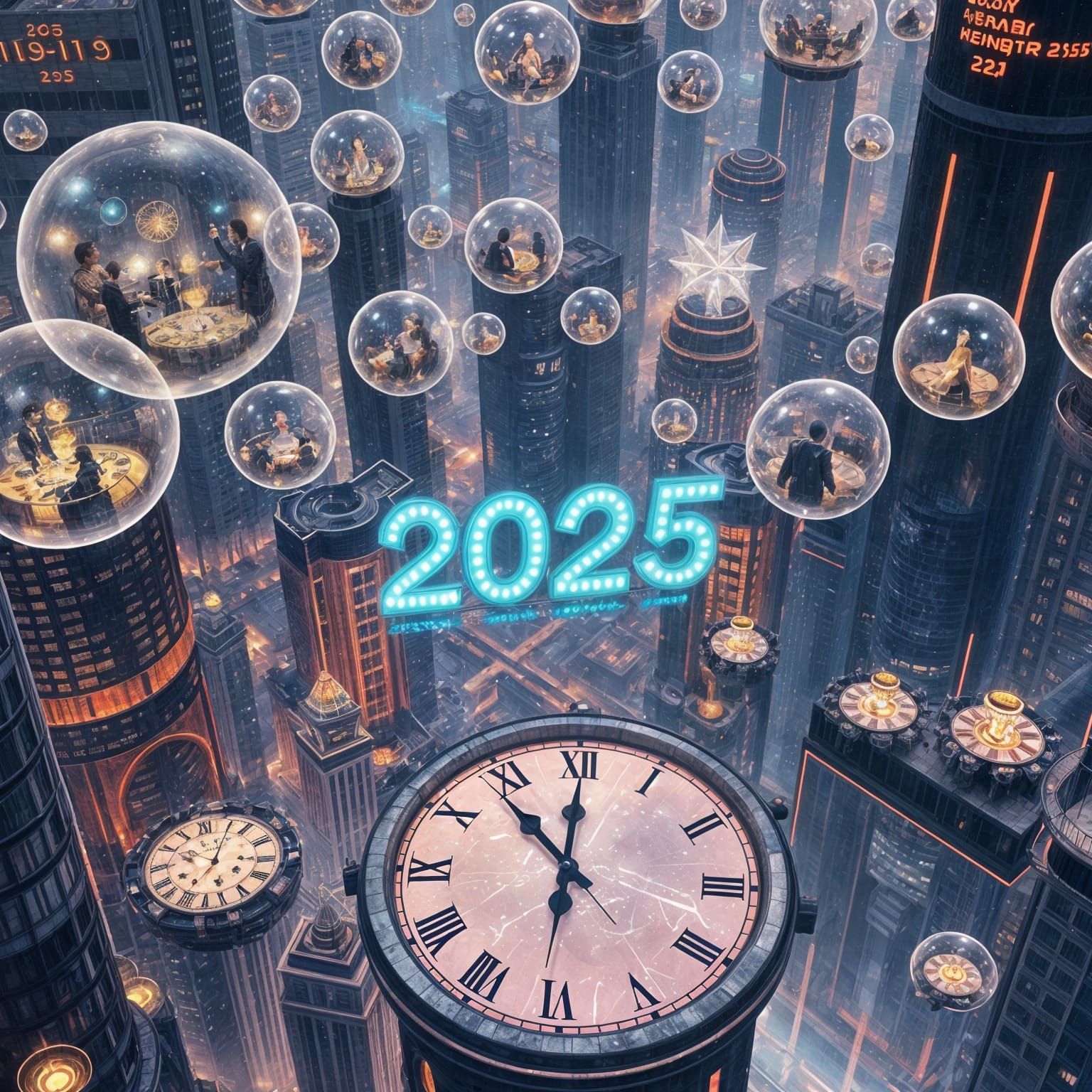 Surreal New Year's Celebration in a Big City, 2025
