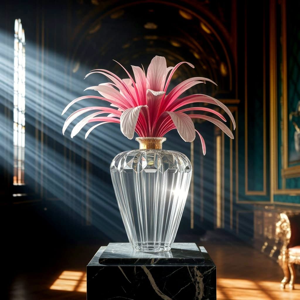 Baccarat Vase with Flowers in Sunbeam