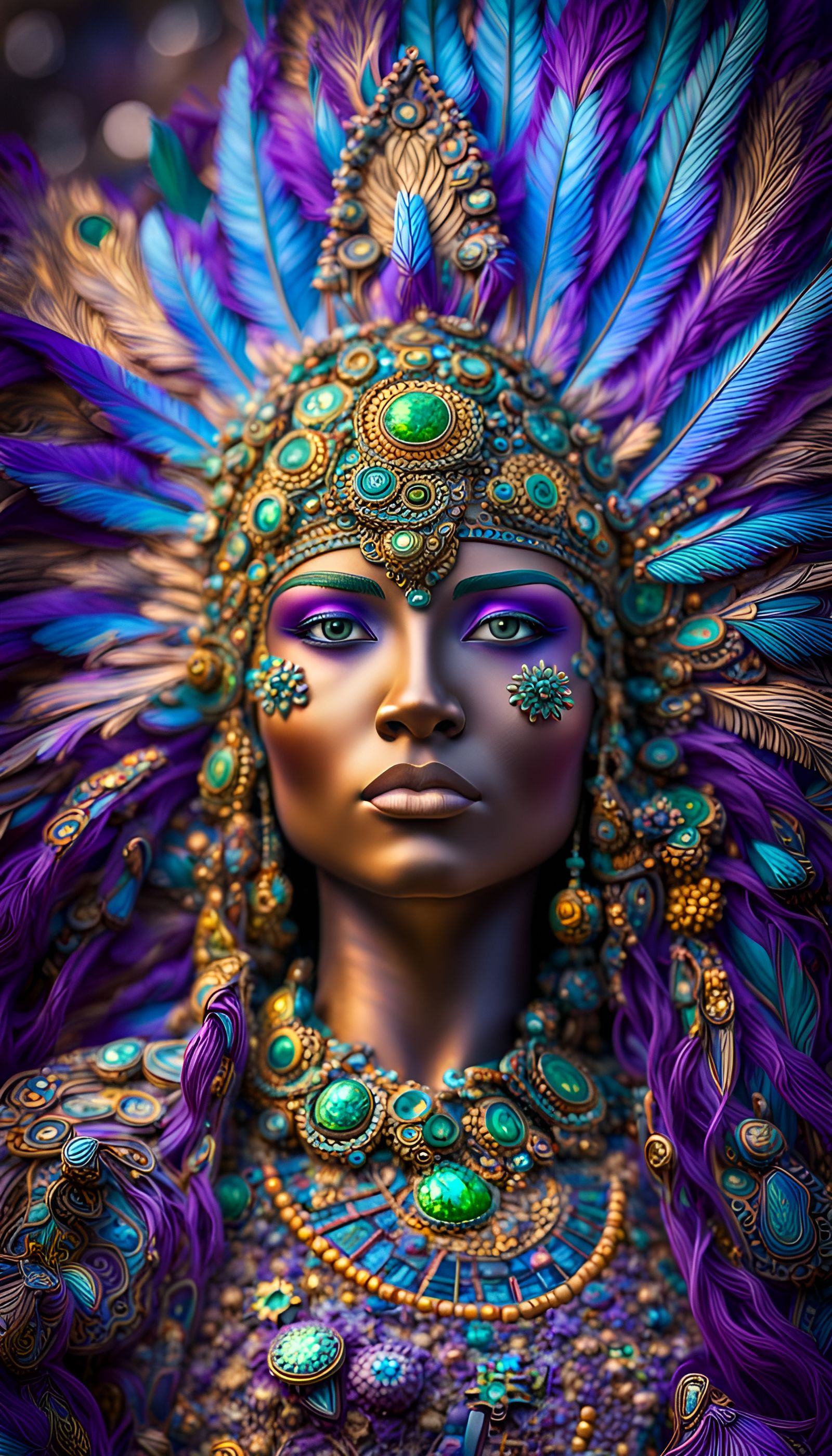 Stained Glass Mosaic: Cosmic Totem Goddess