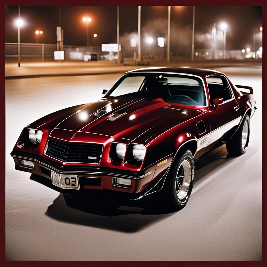 Classic 1980 Camaro Z28 at Night, Analog Style