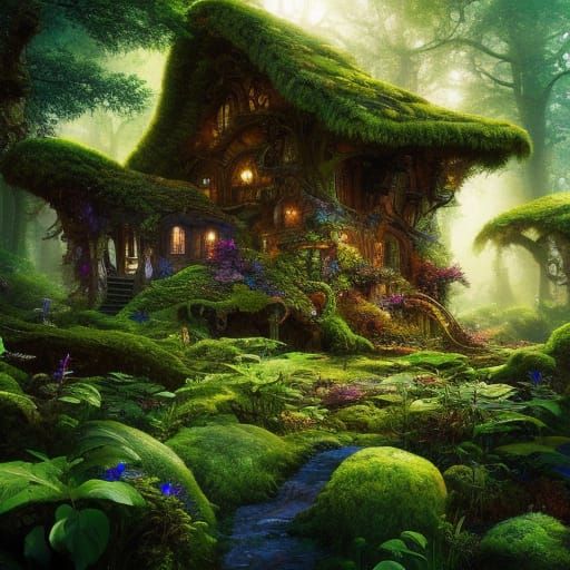 Enchanted Tree Village in Fairytale Style