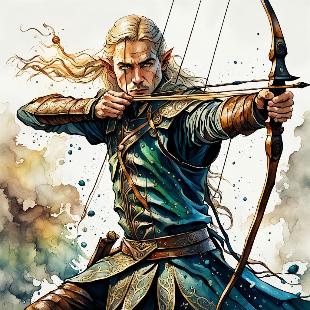 Elven Archer in Enchanted Forest: Anime Key Visual