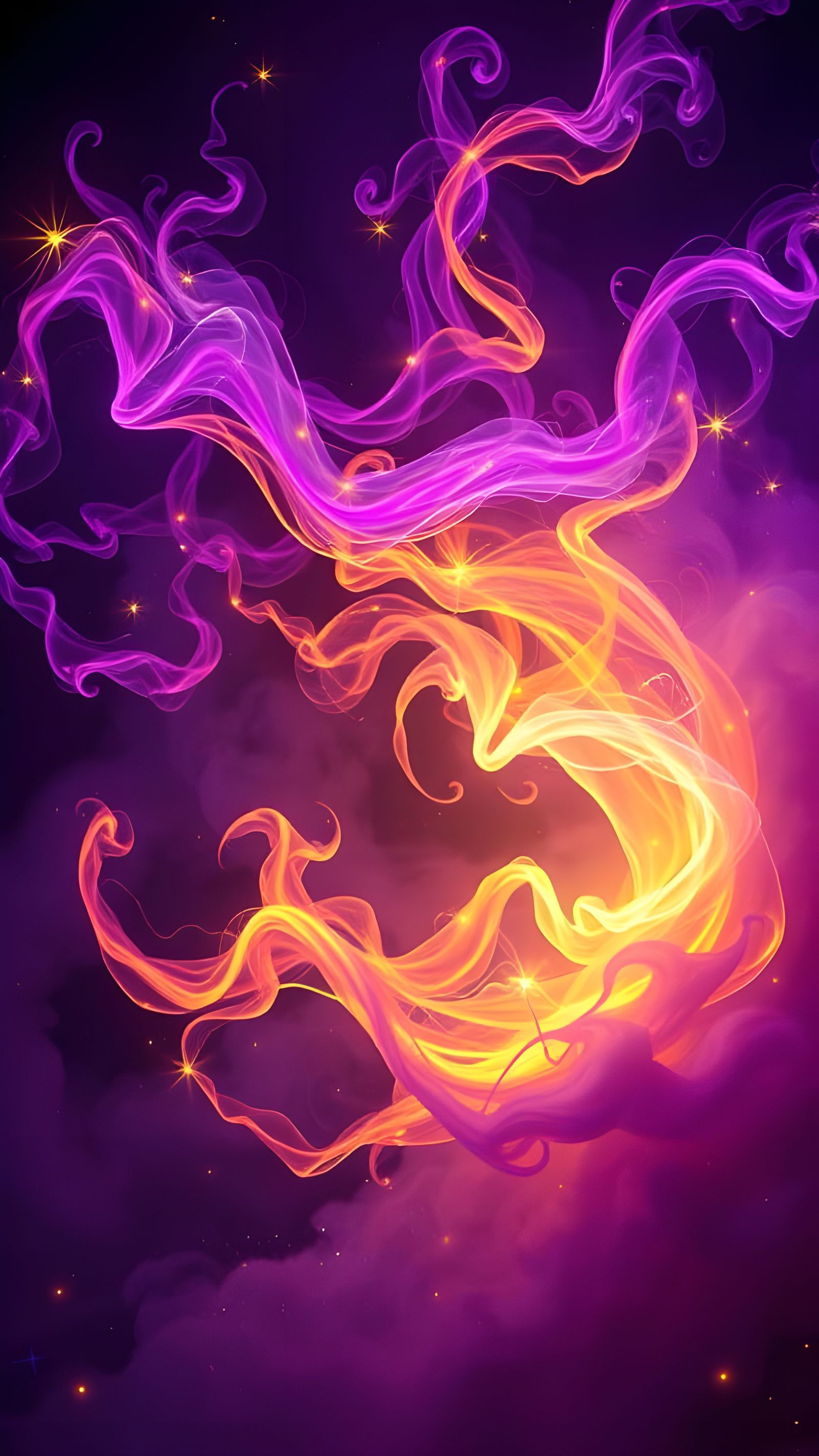 Mystical Swirls of Purple and Golden Magic