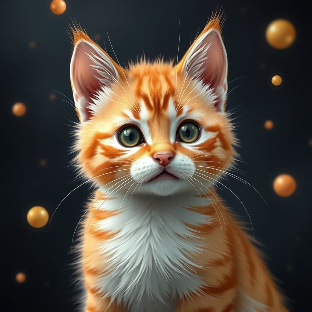 Vibrant Orange Cat with White Stripes in Fantastical Matte P...