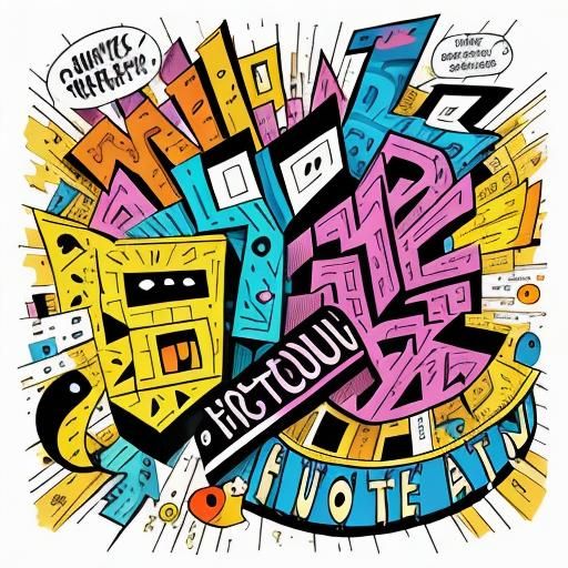 Cartoon Word Portrait in Playful Typographic Scene