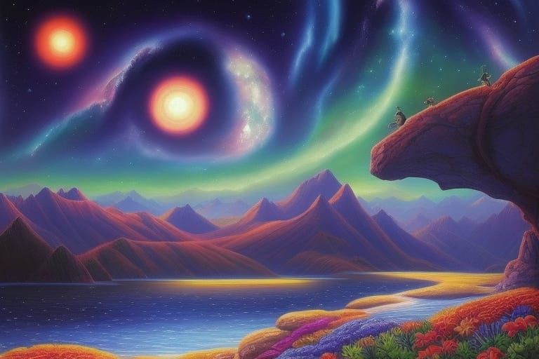 Futuristic Iridescent Sci-Fi Starry Night