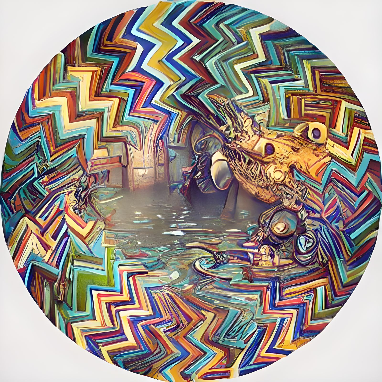 Steampunk Dragon Underwater: Detailed Digital Painting