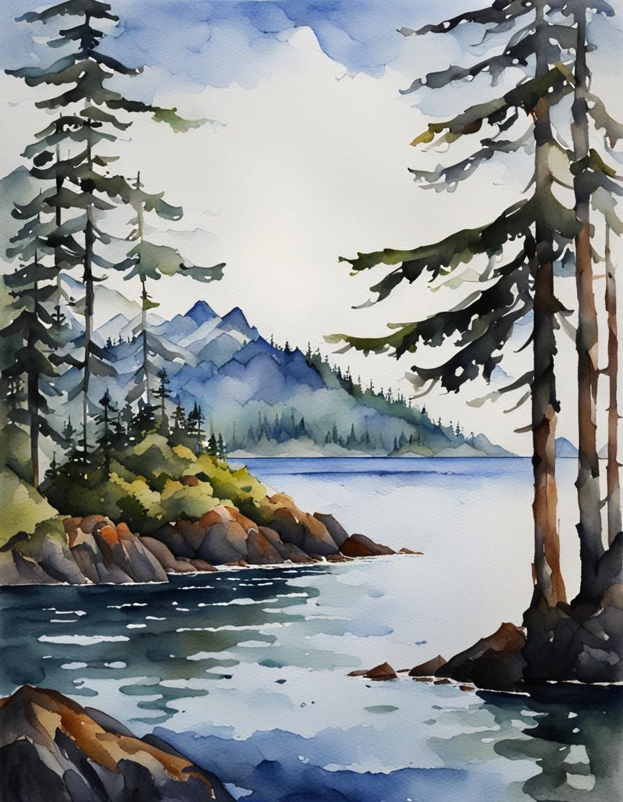 Vancouver Island's Tofino Sound in Watercolor