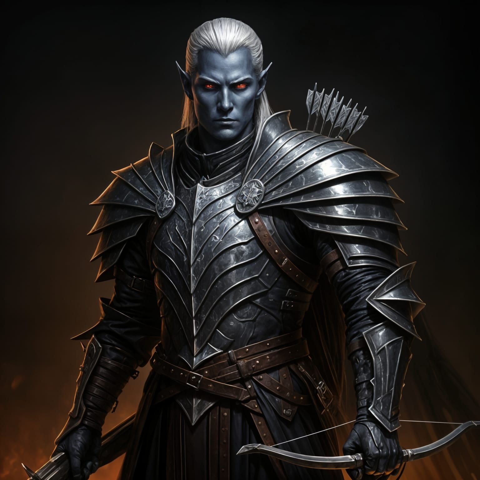 Drow Warrior with Hand Crossbow and Black Mirror Armor
