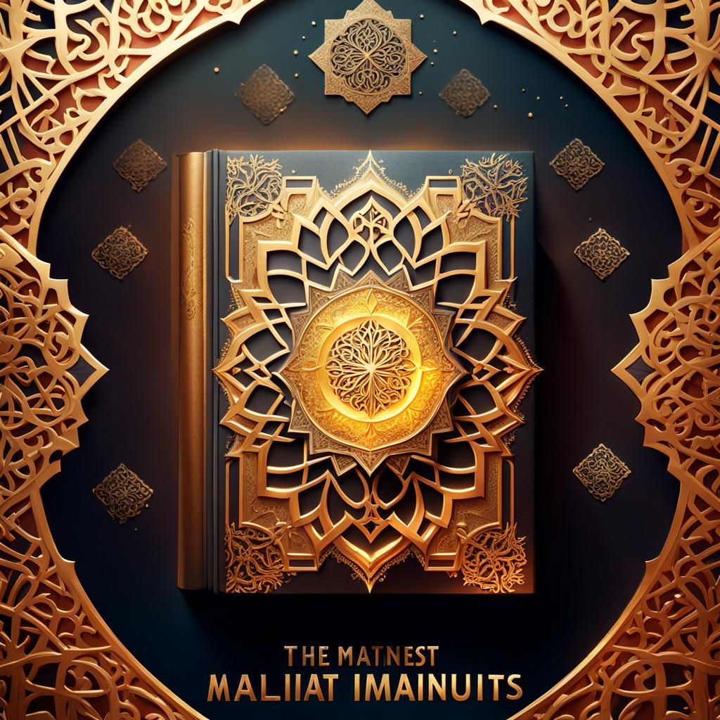 Radiant Islamic Book Cover: Spiritual Journey in Fantasy Art