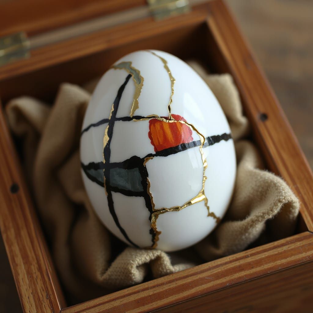 Elegant Egg Art in Kintsugi Style