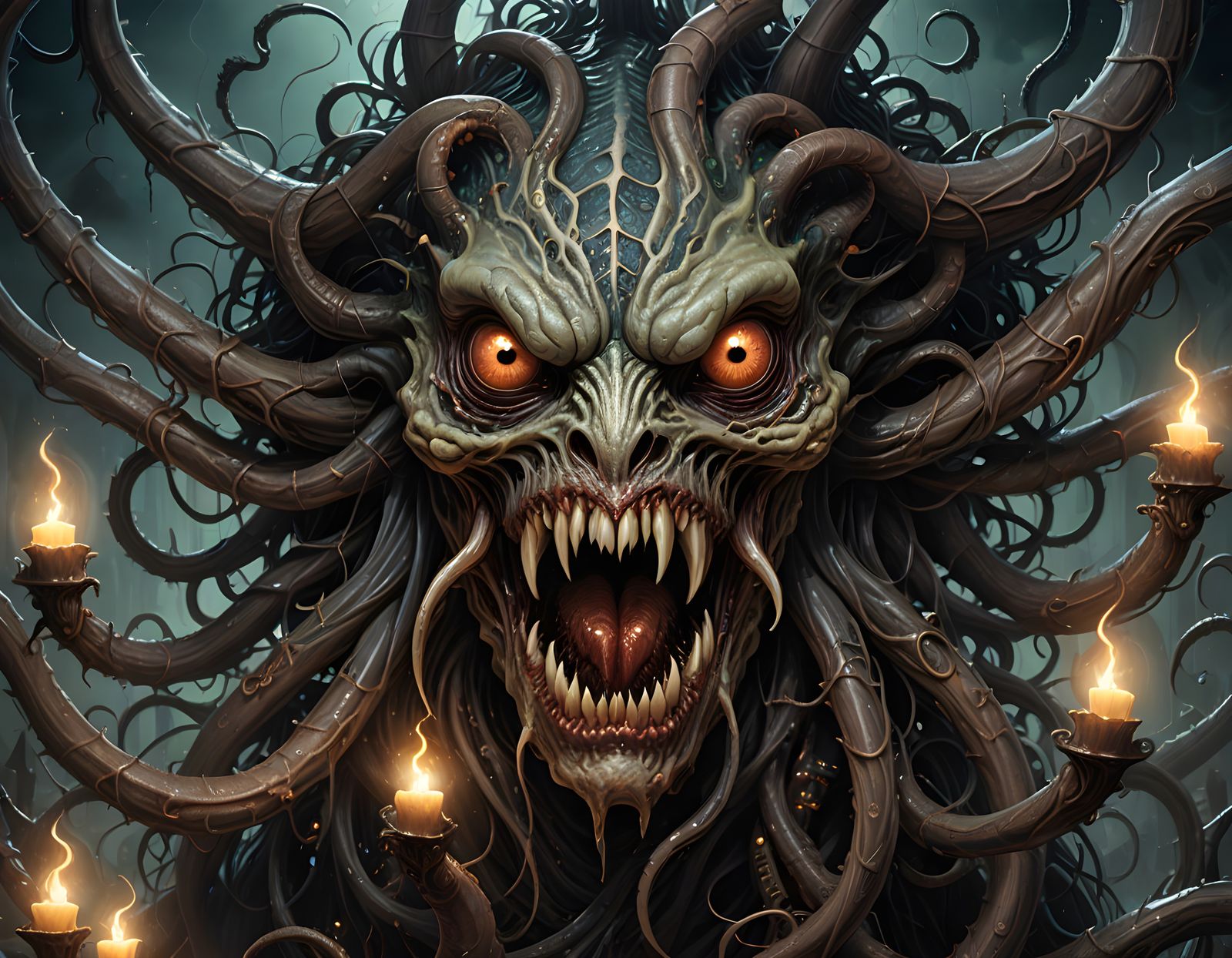 Eldritch Shoggoth with Too Many Eyes in Vibrant Dark Fantasy