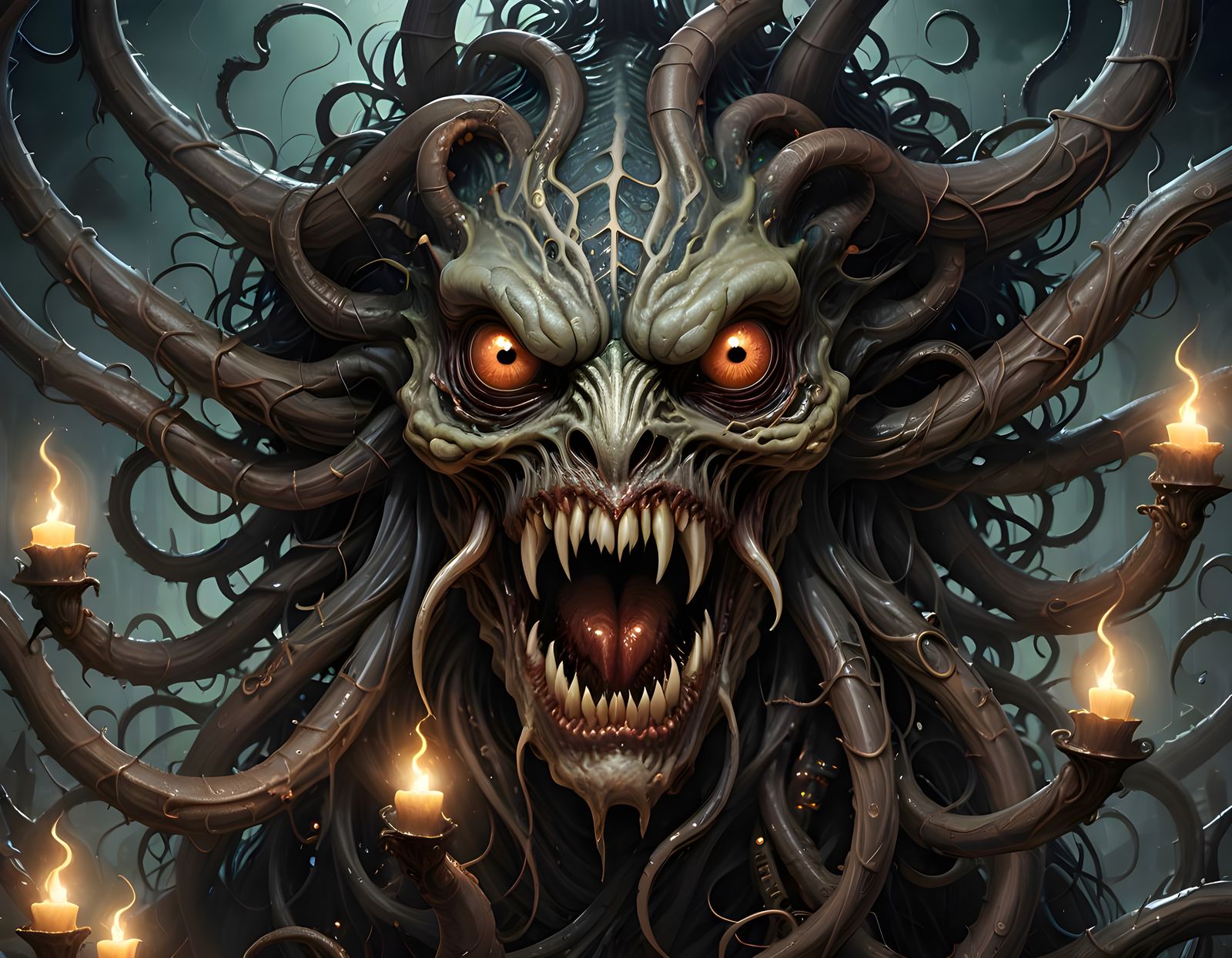 Eldritch Shoggoth with Too Many Eyes in Vibrant Dark Fantasy