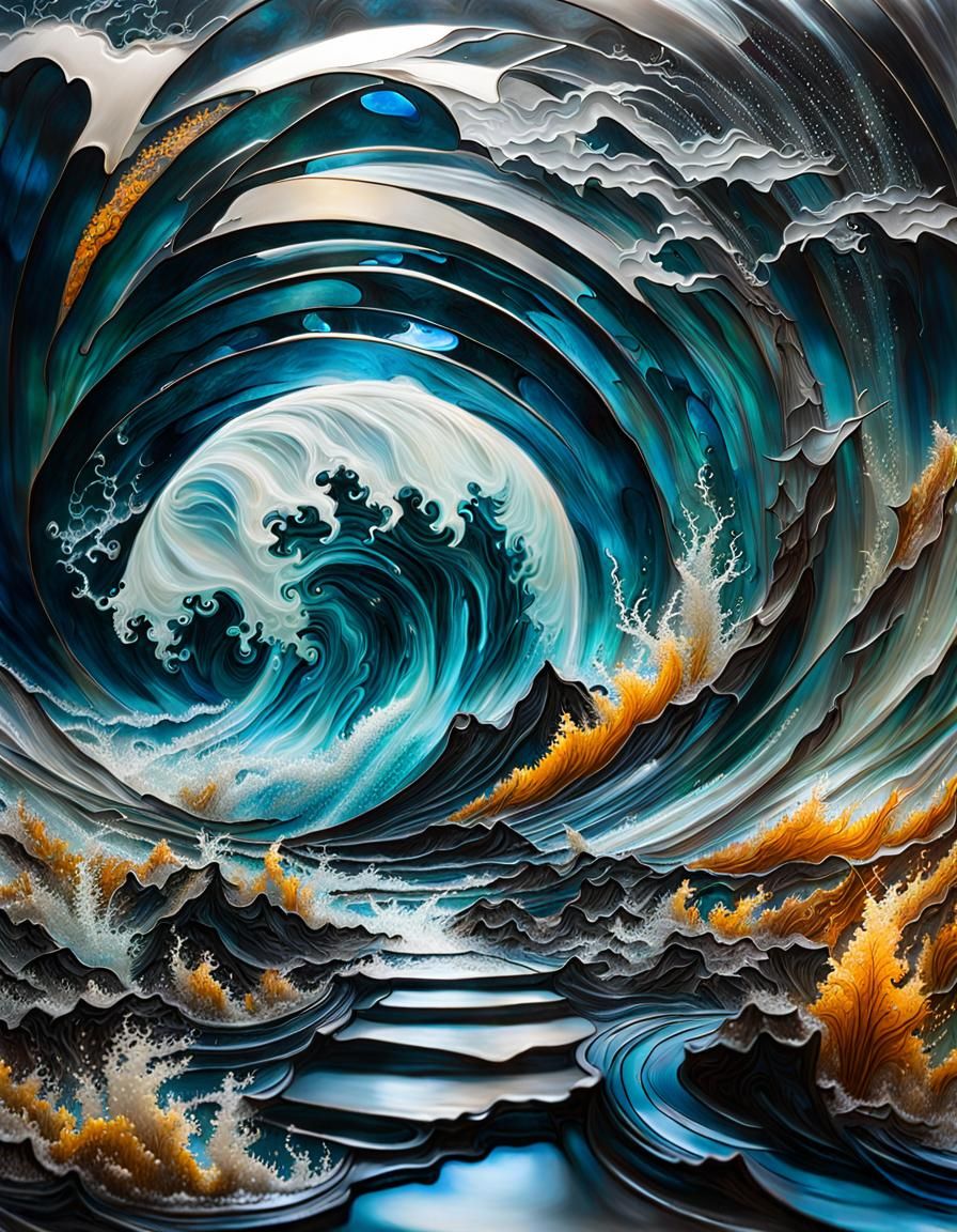 Detailed Translucent Glass Art: Storm of the Century