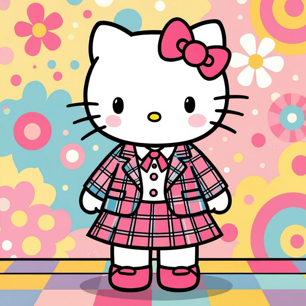 Hello Kitty in Plaid, Pop Surrealism Style