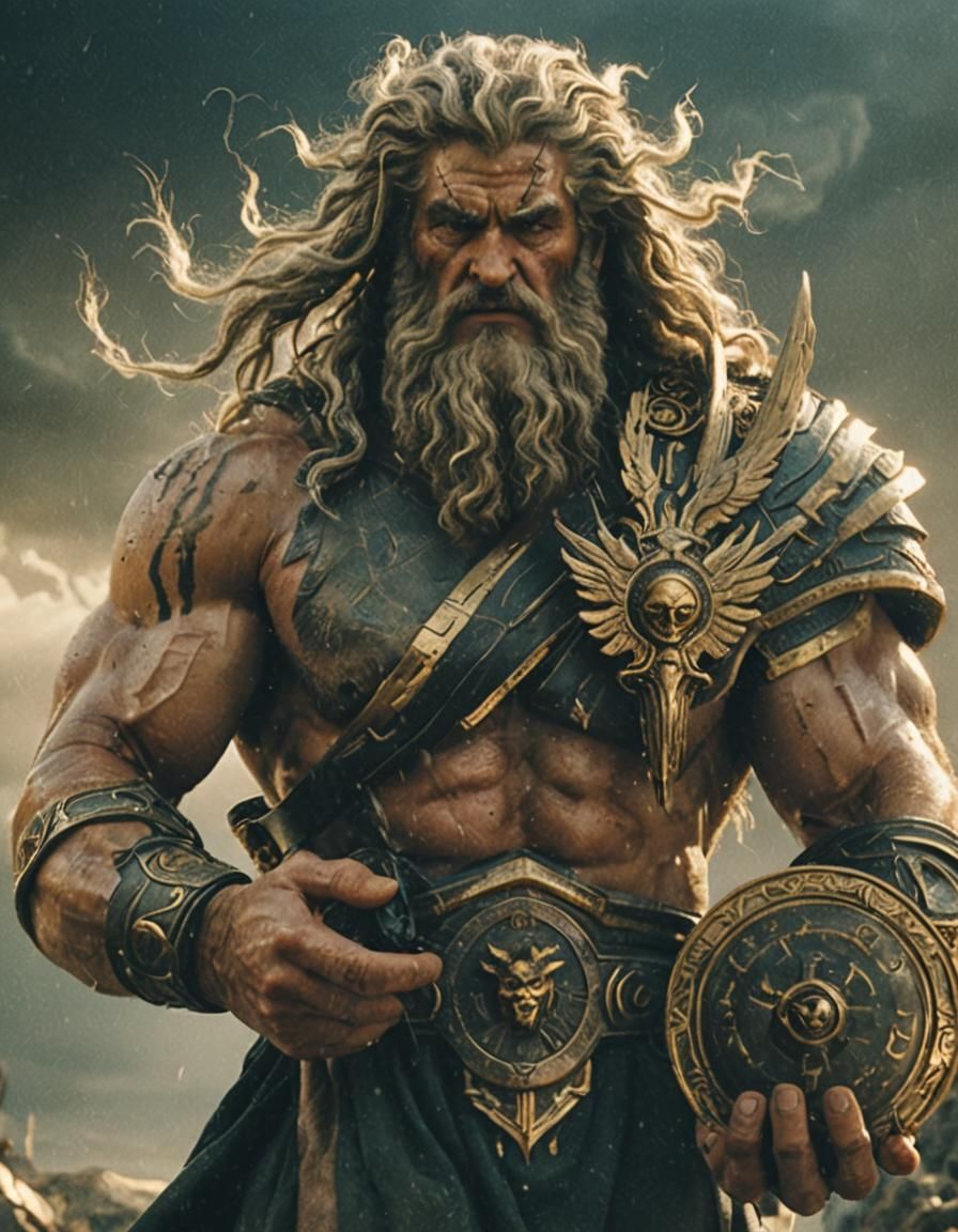 Zeus in a Dramatic Cinematic Still