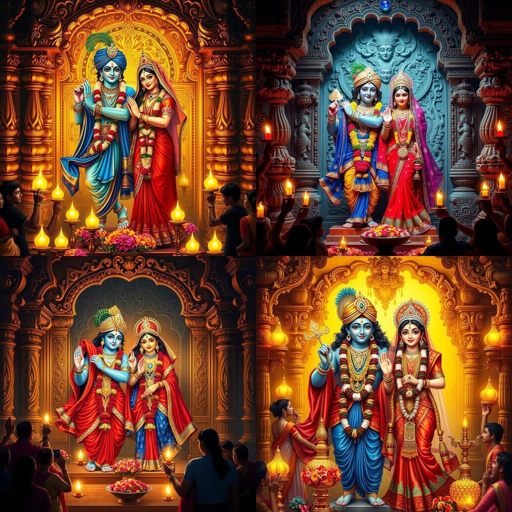 Divine Radha Krishna Darshan in Grand Temple Lighting