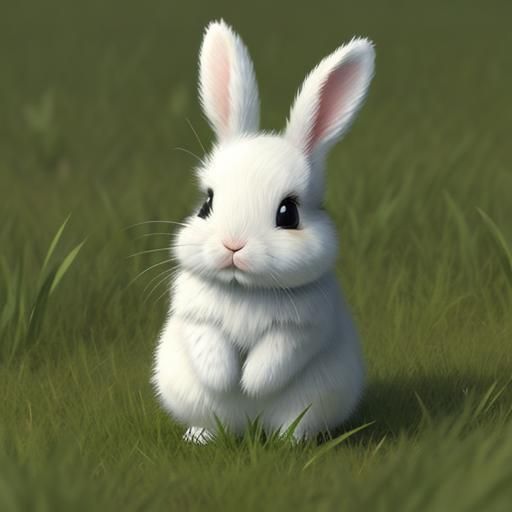 Sad Baby Bunny in Meadow