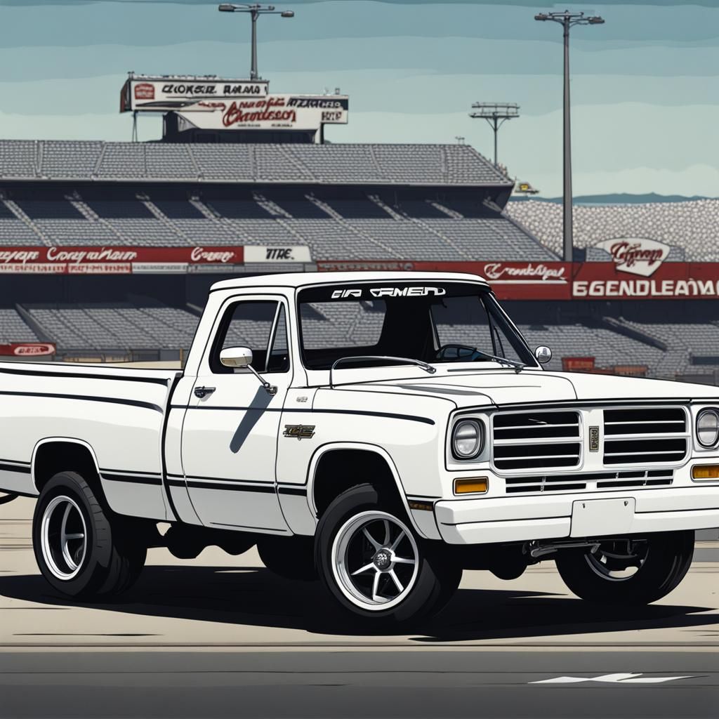 Modified 1989 Dodge D100 Racing Truck in Matte Style