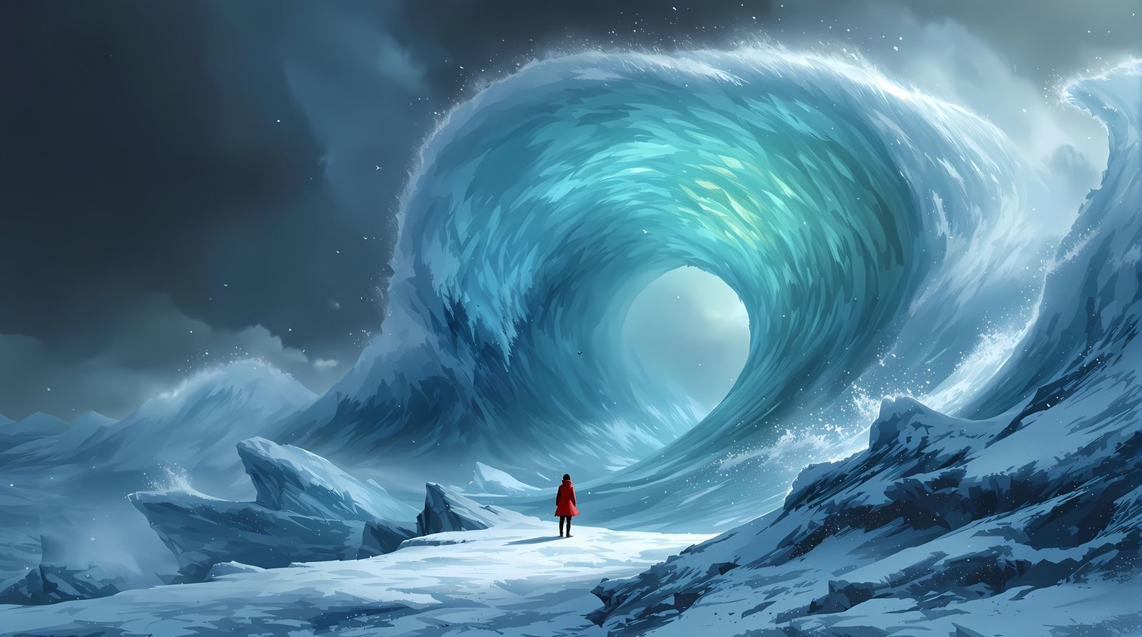 Frozen Ocean Archway in Painterly Fantasy Style