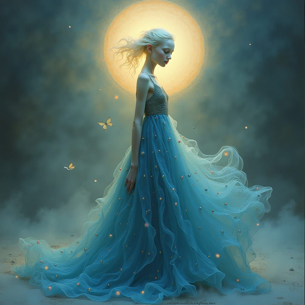 Ethereal Androgynous Being in Dreamlike Symbolic Style