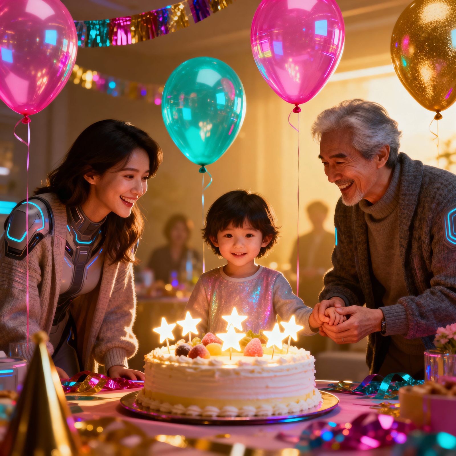 Futuristic Birthday Party in Warm Family Atmosphere