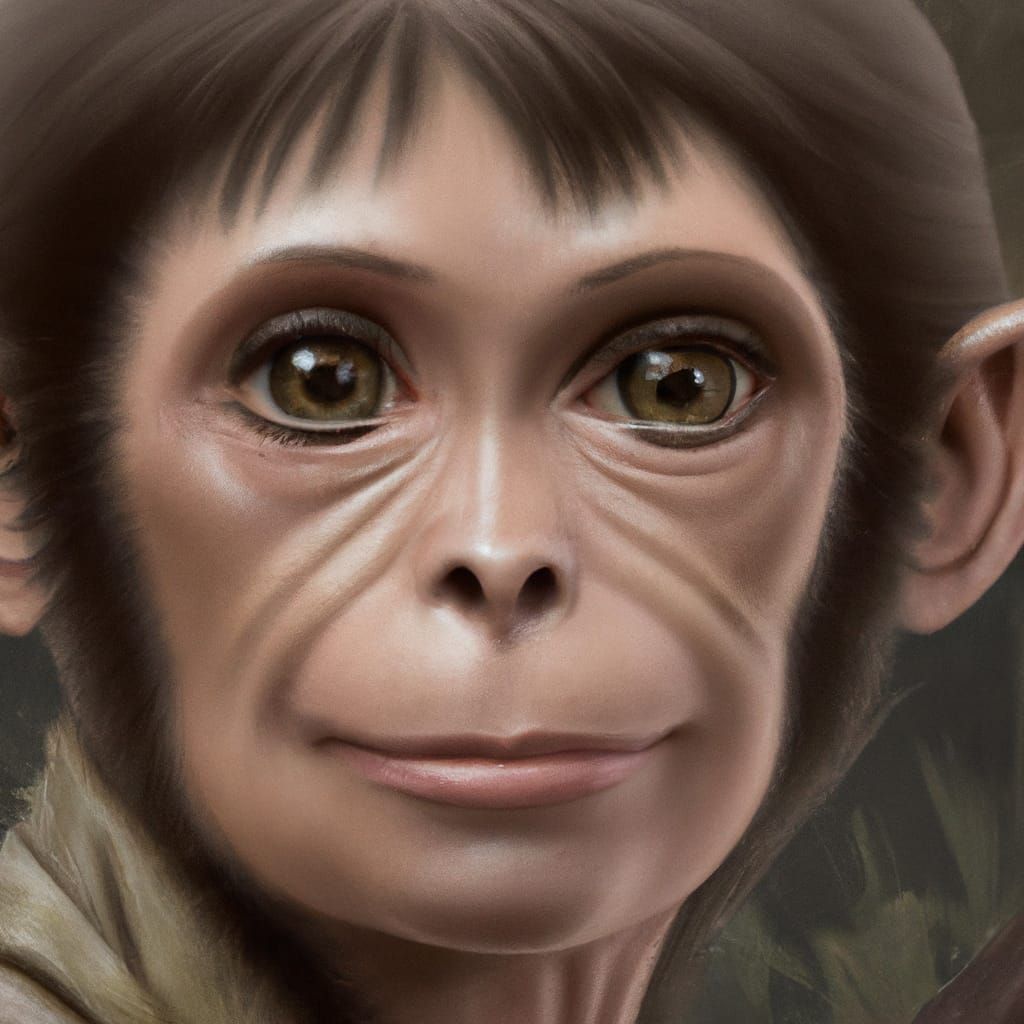 Jill Valentine as Monkey: Photorealistic Detailed Painting