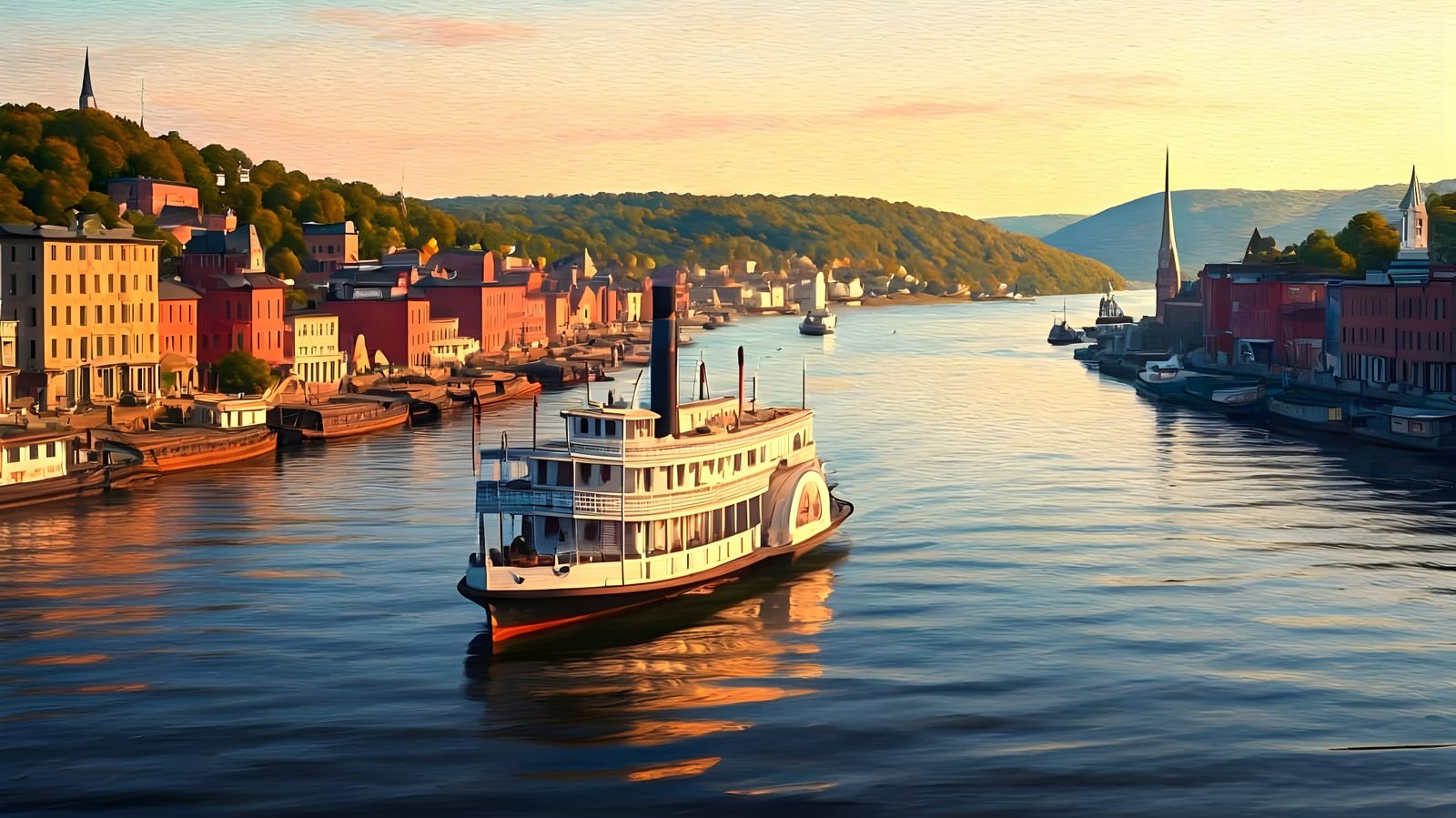 Hudson River Steamer at Rondout, New York, 19th Century