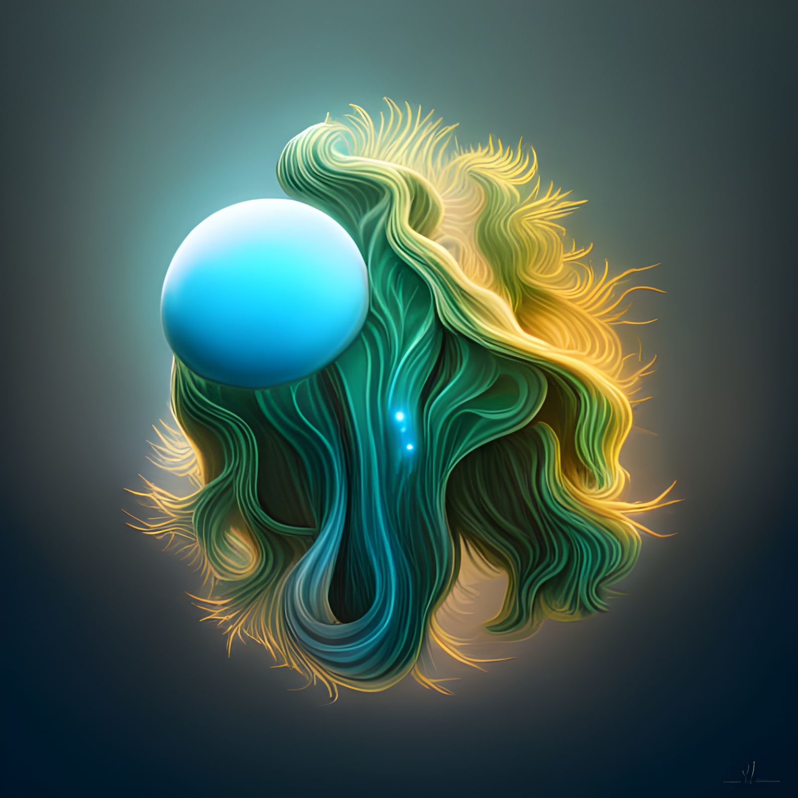 Bioluminescent Jellyfish in Deep Sea Fantasy Art