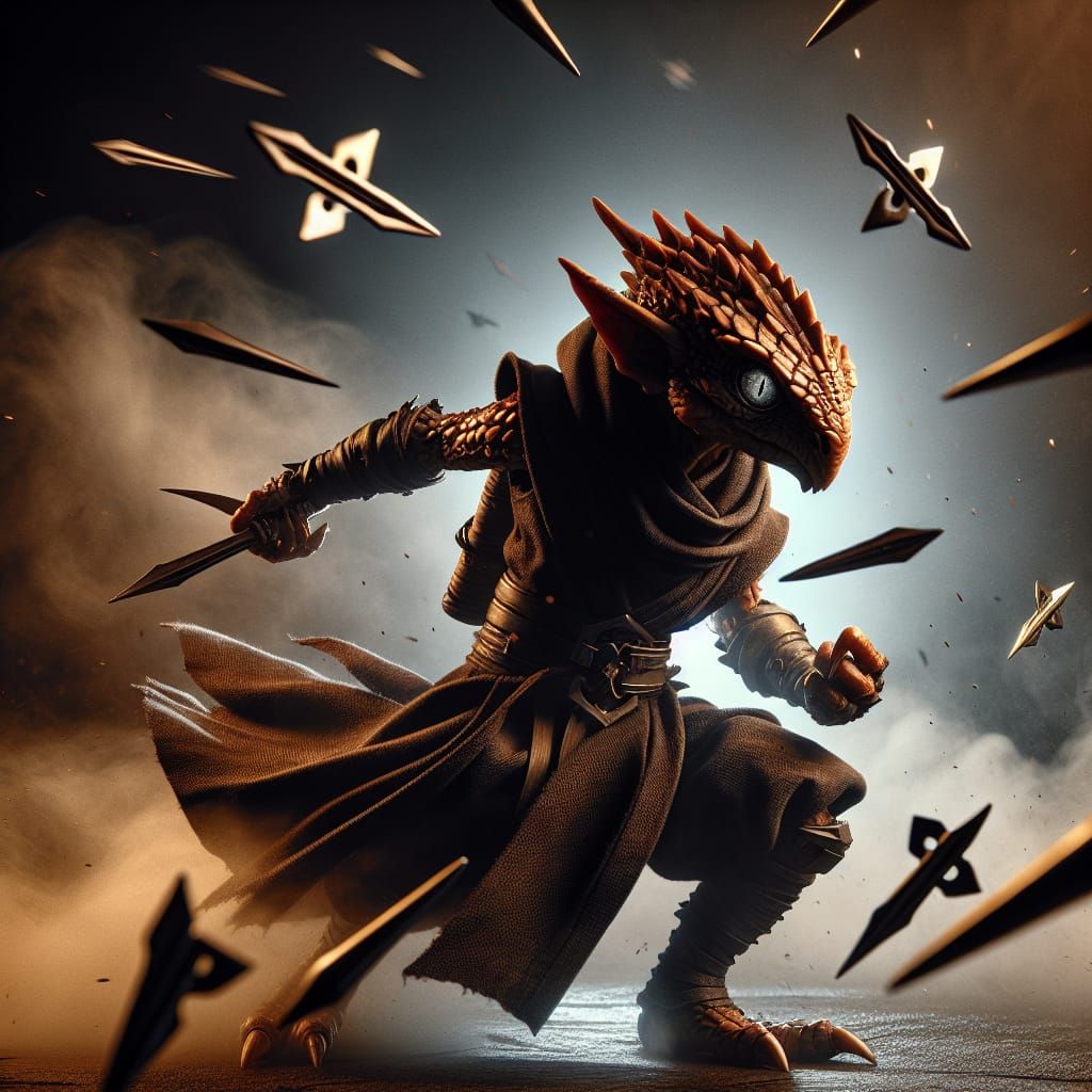 Kobold Ninja Unleashes Deadly Shuriken Strike in Moody, Volu...