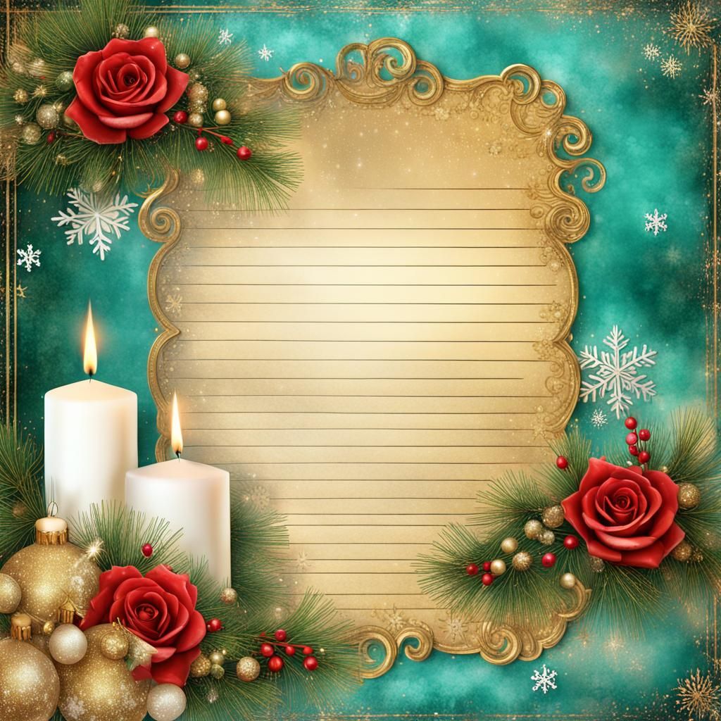 Aqua and Gold Christmas Scrapbook Page Design
