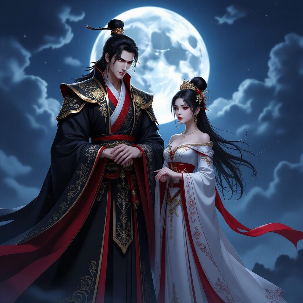 Chinese Emperor and Empress in Anime Style