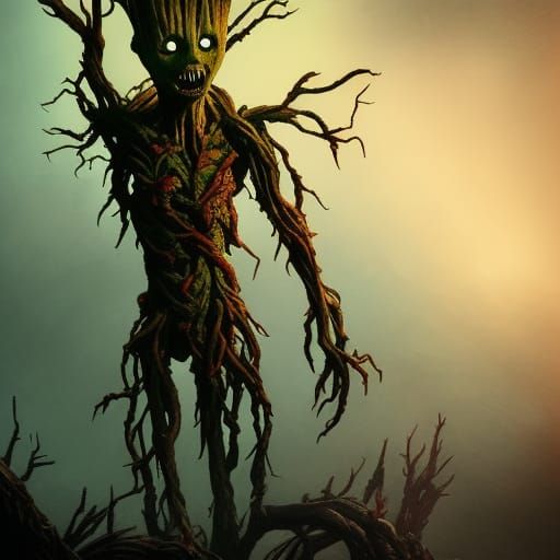Zombie Groot Dark Fantasy Concept Art