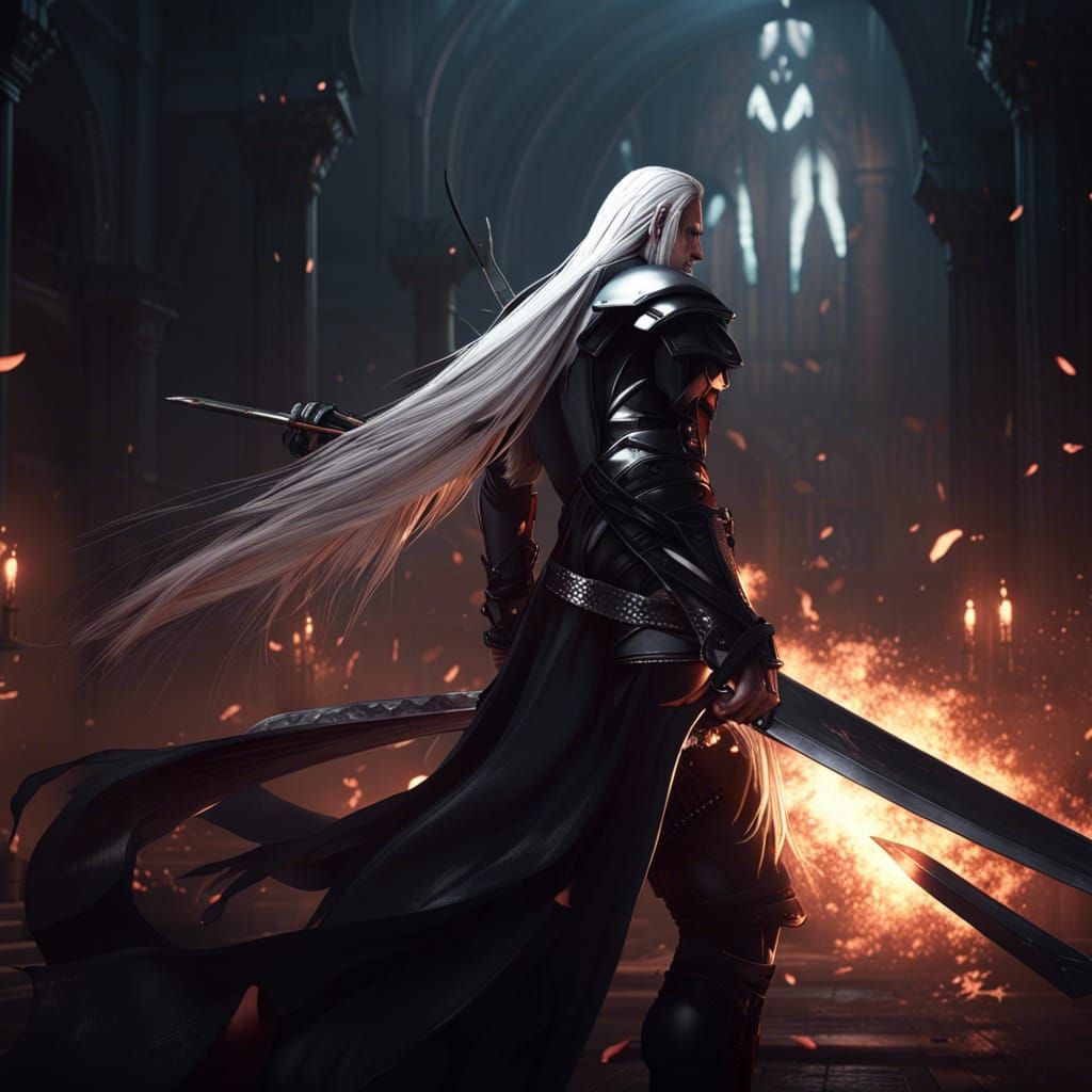 Serphiroth with Longblade: Dark Fantasy Concept Art