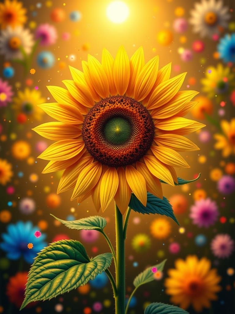 Golden Sunflower Radiates Magic in Vibrant Garden