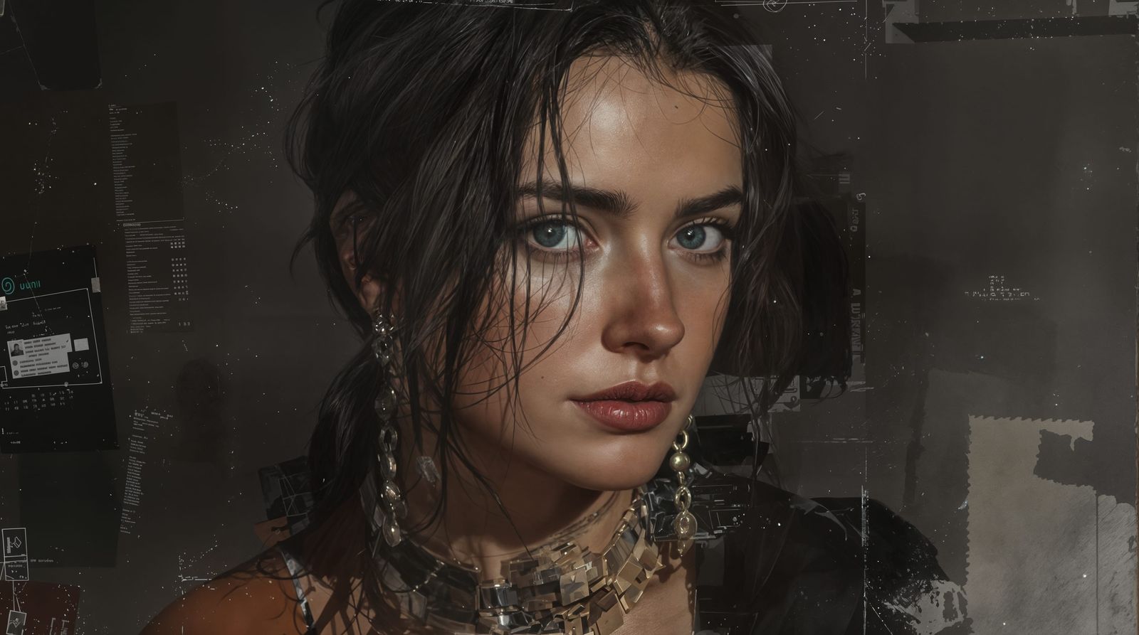 Mysterious Woman in Cyberpunk Style