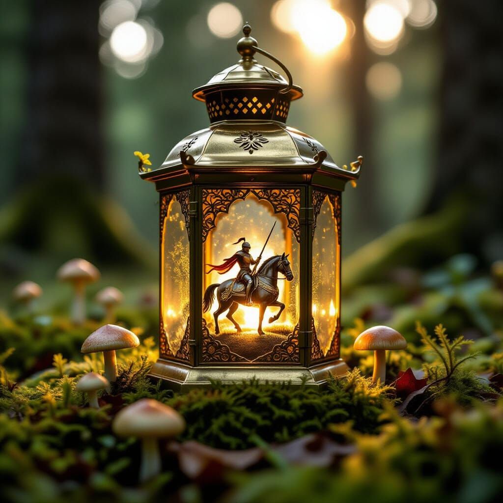 Golden Lantern Sprouts in Enchanted Forest