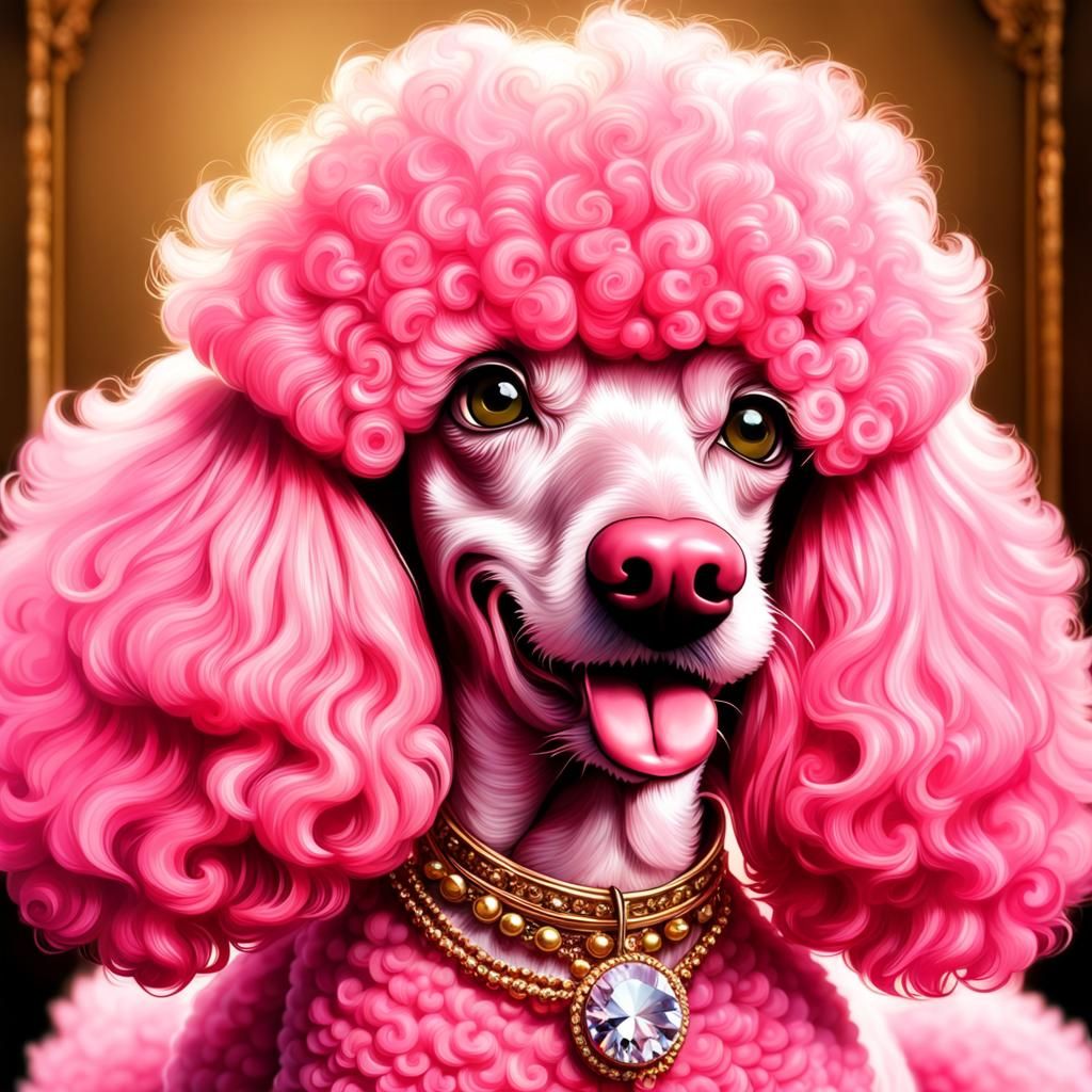 Pink Poodle with Diamond Teeth in HDR