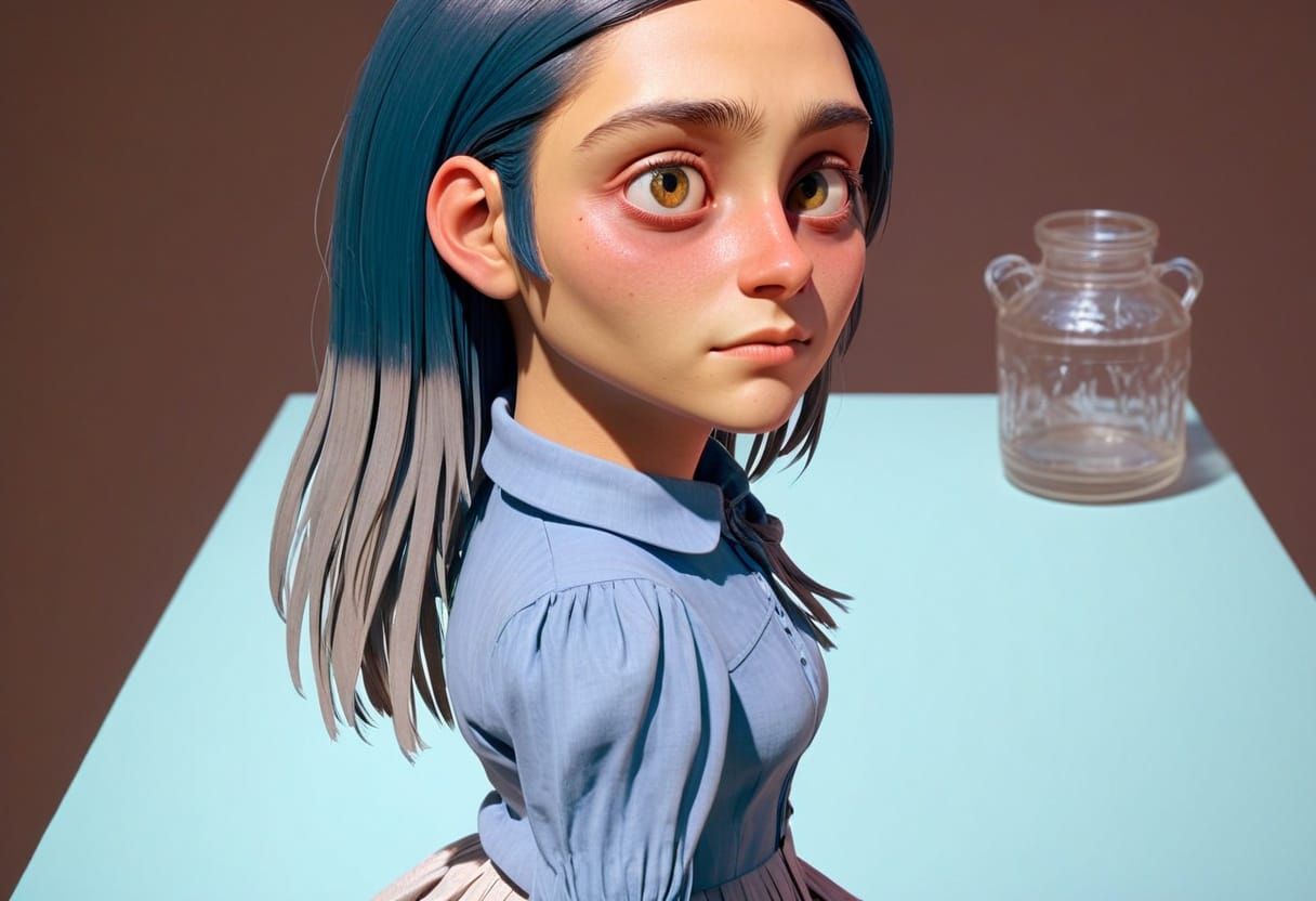 Ethereal Surrealist Woman in Deep Shadow, Inspired by Hyperm...