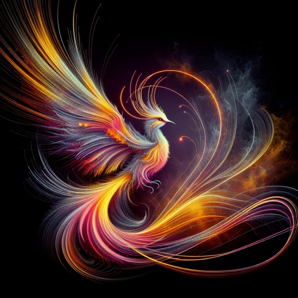 Neon Bird of Paradise in Hypermaximalism Style