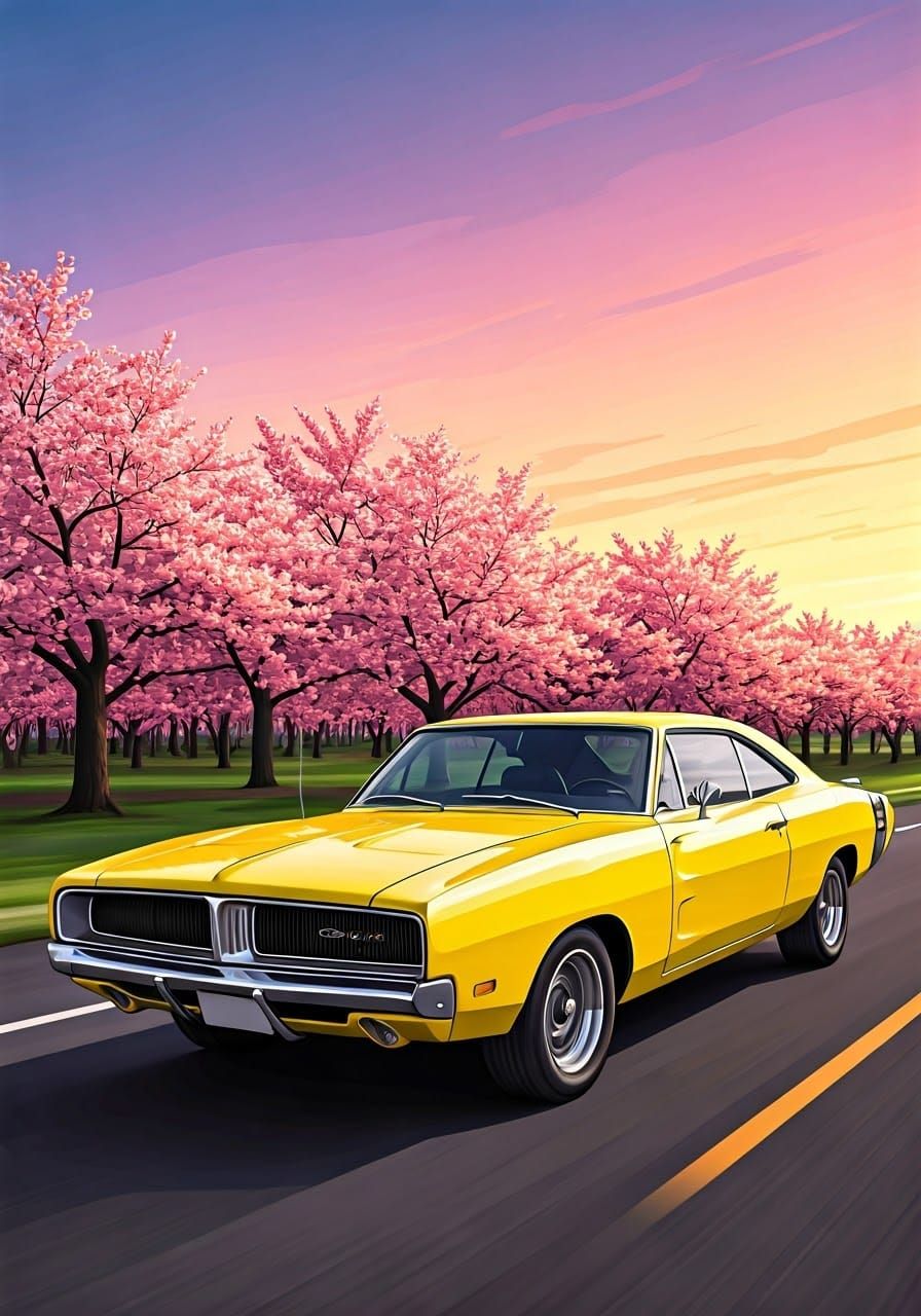 Classic 1969 Dodge Charger Daytona in Digital Illustration