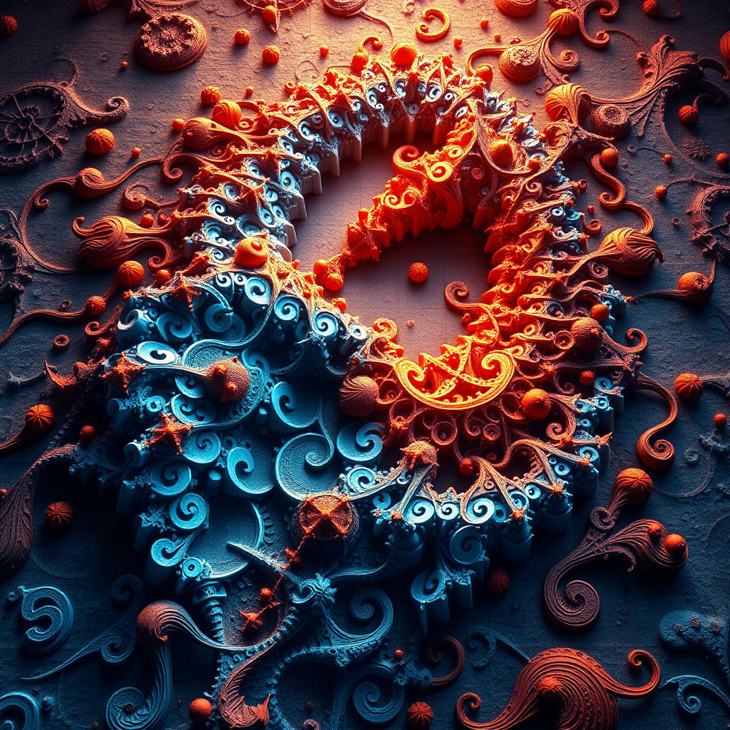 Chessboard Fractal of Interconnected Numbers in Fantasy Styl...