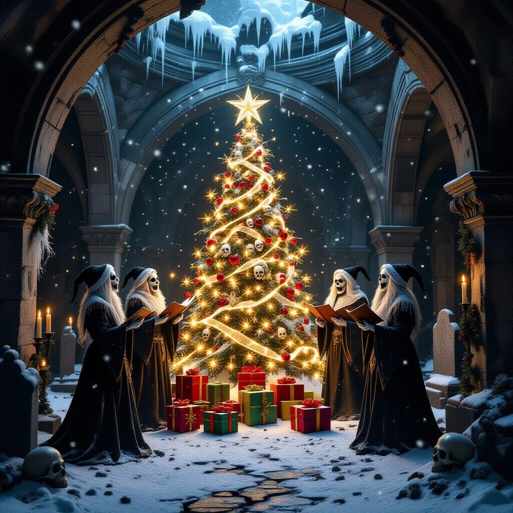 Gothic Christmas Crypt with Undead Carolers